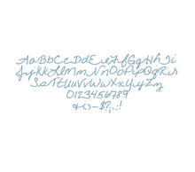 Little Bird Script embroidery font formats dst, exp, pes, jef and xxx, Sizes 1, 1.5 and 2 inches, instant download