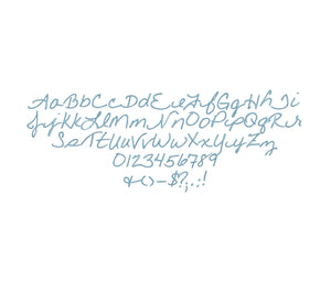 Little Bird Script embroidery font formats dst, exp, pes, jef and xxx, Sizes 1, 1.5 and 2 inches, instant download