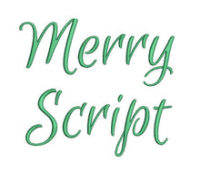 Merry Script embroidery font formats dst, exp, pes, jef and xxx, Sizes 1, 1.5 and 2 inches, instant download