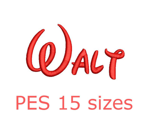 Walt embroidery font PES format 15 Sizes instant download