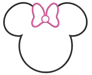 Minnie's head inspired applique embroidery machine file 3 sizes instant download multiple file formats