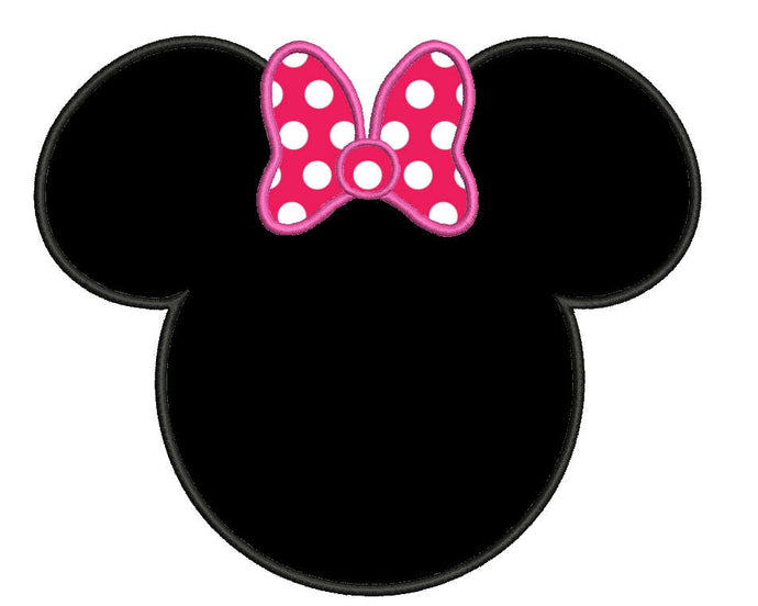 Minnie's head inspired applique embroidery machine file 3 sizes instant download multiple file formats