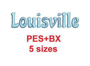 Louisville Script embroidery font formats bx (which converts to 17 machine formats), + pes, Sizes 0.25 (1/4), 0.50 (1/2), 1, 1.5 and 2"