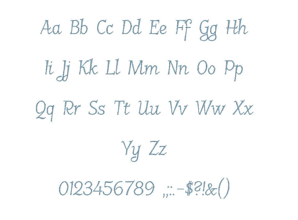 Slim Script embroidery font formats bx (which converts to 17 machine f ...
