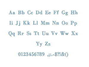 Bodoni embroidery font formats bx (which converts to 17 machine formats), + pes, Sizes 0.25 (1/4), 0.50 (1/2), 1, 1.5 and 2"