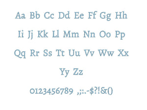 Alegreya embroidery font formats bx (which converts to 17 machine formats), + pes, Sizes 0.25 (1/4), 0.50 (1/2), 1, 1.5 and 2"