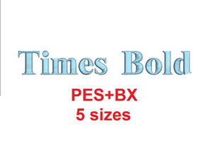 Times bold embroidery font formats bx (which converts to 17 machine formats), + pes, Sizes 0.25 (1/4), 0.50 (1/2), 1, 1.5 and 2"