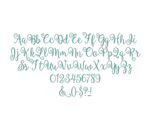 Ballerina Script embroidery font DST format 15 Sizes instant download