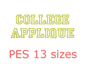 College Appliqué embroidery font PES format 13 Sizes instant download
