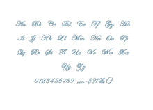 Edwardian embroidery font formats bx (which converts to 17 machine formats), + pes, Sizes 0.25 (1/4), 0.50 (1/2), 1, 1.5 and 2"