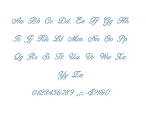 Ballantines Script embroidery BX font Sizes 0.25 (1/4), 0.50 (1/2), 1, 1.5, 2, 2.5, 3, 3.5, 4, 4.5, 5, 5.5, 6, 6.5, and 7 inches