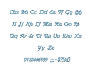 Catarman embroidery font formats bx (which converts to 17 machine formats), + pes, Sizes 0.50 (1/2), 0.75 (3/4), 1, 1.5 and 2"