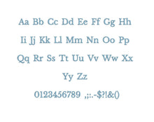 Baskervile embroidery font formats bx (which converts to 17 machine formats), + pes, Sizes 0.50 (1/2), 0.75 (3/4), 1, 1.5 and 2"
