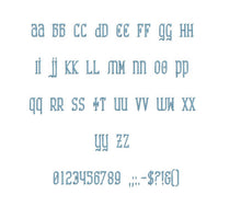 Nasenbluten embroidery font formats bx (which converts to 17 machine formats), + pes, Sizes 0.50 (1/2), 0.75 (3/4), 1, 1.5 and 2"