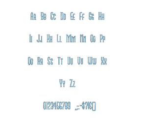 Veritas embroidery font formats bx (which converts to 17 machine formats), + pes, Sizes 0.50 (1/2), 0.75 (3/4), 1, 1.5 and 2"