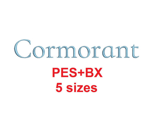 Cormorant Serif embroidery font formats bx (which converts to 17 machine formats), + pes, Sizes 0.25 (1/4), 0.50 (1/2), 1, 1.5 and 2