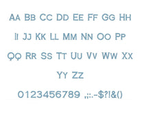 Romanesque embroidery font formats bx (which converts to 17 machine formats), + pes, Sizes 0.25 (1/4), 0.50 (1/2), 1, 1.5 and 2"