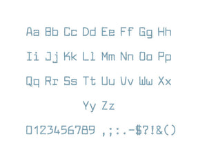 Maxwell embroidery font formats bx (which converts to 17 machine formats), + pes, Sizes 0.50 (1/2), 0.75 (3/4), 1, 1.5 and 2"