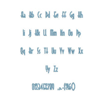 Buckpasser embroidery font formats bx (which converts to 17 machine formats), + pes, Sizes 0.50 (1/2), 0.75 (3/4), 1, 1.5 and 2"