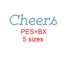 Cheers embroidery font formats bx (which converts to 17 machine formats), + pes, Sizes 0.50 (1/2), 0.75 (3/4), 1, 1.5 and 2"