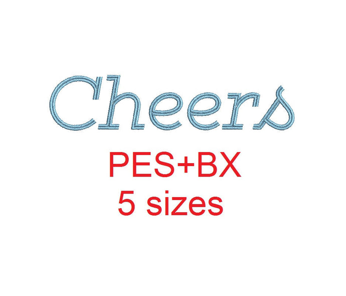 Cheers embroidery font formats bx (which converts to 17 machine formats), + pes, Sizes 0.50 (1/2), 0.75 (3/4), 1, 1.5 and 2