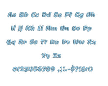 Winx embroidery font formats bx (which converts to 17 machine formats), + pes, Sizes 0.50 (1/2), 0.75 (3/4), 1, 1.5 and 2"