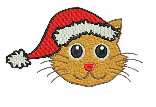 Christmas Cat embroidery design formats bx (17 machine formats), + pes, Sizes 3, 3.5, 3.8 (4x4 hoop), 4.5, 5, 5.5, and 6 inches