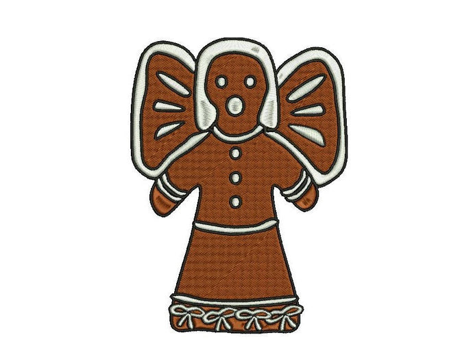 Angel Gingerbread embroidery design formats bx (17 machine formats), + pes, Sizes 3, 3.5, 3.8 (4x4 hoop), 4.5, 5, 5.5, and 6 inches