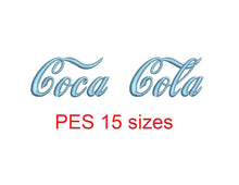 Coca Cola embroidery font PES format 15 Sizes instant download 0.25, 0.5, 1, 1.5, 2, 2.5, 3, 3.5, 4, 4.5, 5, 5.5, 6, 6.5, and 7 inches