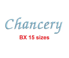 Chancery embroidery BX font Sizes 0.25 (1/4), 0.50 (1/2), 1, 1.5, 2, 2.5, 3, 3.5, 4, 4.5, 5, 5.5, 6, 6.5, and 7 inches
