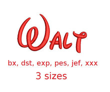 Walt embroidery font formats bx, dst, exp, pes, jef and xxx, Sizes 1, 1.5 and 2 inches, instant download