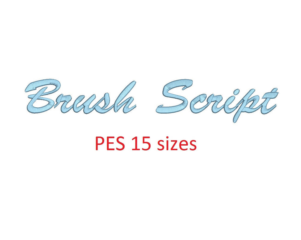 Pes Script Lettering Font Brush Script embroidery font PES format 15 Sizes instant download ...