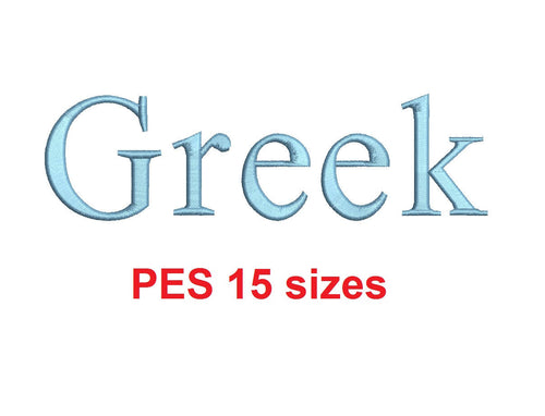 Greek embroidery font PES format 15 Sizes instant download
