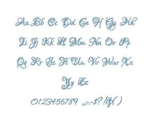 Jolina embroidery font formats bx (which converts to 17 machine formats), + pes, Sizes 0.50 (1/2), 0.75 (3/4), 1, 1.5 and 2"