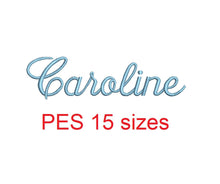 Caroline embroidery font PES format 15 Sizes 0.25 (1/4), 0.5 (1/2), 1, 1.5, 2, 2.5, 3, 3.5, 4, 4.5, 5, 5.5, 6, 6.5, and 7 inches