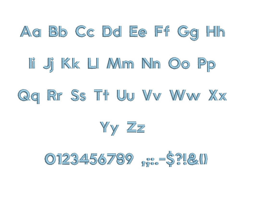 Mini Block embroidery font PES format 15 Sizes 0.25 (1/4), 0.5 (1/2 ...