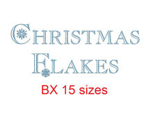 Christmas Flakes  embroidery BX font Sizes 0.25 (1/4), 0.50 (1/2), 1, 1.5, 2, 2.5, 3, 3.5, 4, 4.5, 5, 5.5, 6, 6.5, and 7 inches