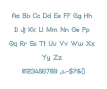 Dorothy embroidery font formats bx (which converts to 17 machine formats), + pes, Sizes 0.50 (1/2), 0.75 (3/4), 1, 1.5 and 2"