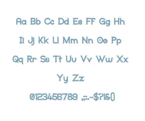 Dorothy embroidery font formats bx (which converts to 17 machine formats), + pes, Sizes 0.50 (1/2), 0.75 (3/4), 1, 1.5 and 2"