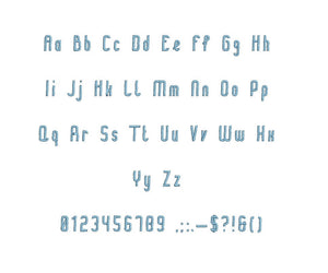 Tuc Tuc embroidery font formats bx (which converts to 17 machine formats), + pes, Sizes 0.50 (1/2), 0.75 (3/4), 1, 1.5 and 2"