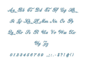 Coca Cola embroidery BX font Sizes 0.25 (1/4), 0.50 (1/2), 1, 1.5, 2, 2.5, 3, 3.5, 4, 4.5, 5, 5.5, 6, 6.5, and 7 inches