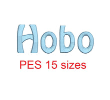 Hobo embroidery font PES format 15 Sizes satin stitches 0.25 (1/4), 0.5 (1/2), 1, 1.5, 2, 2.5, 3, 3.5, 4, 4.5, 5, 5.5, 6, 6.5, and 7 inches