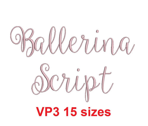 Ballerina Script embroidery font VP3 format 15 Sizes instant download