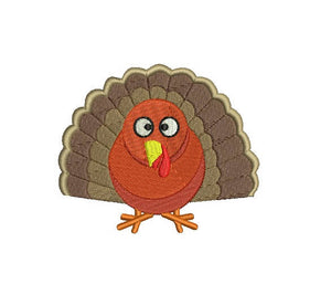 Thanksgiving Turkey embroidery design formats bx (17 machine formats), + pes, Sizes 3, 3.5, 3.8 (4x4 hoop), 4.5, 5, 5.5, and 6 inches