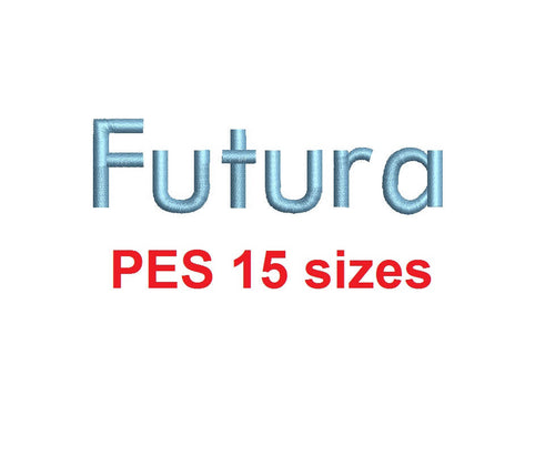 Futura embroidery font PES format 15 Sizes 0.25 (1/4), 0.5 (1/2), 1, 1.5, 2, 2.5, 3, 3.5, 4, 4.5, 5, 5.5, 6, 6.5, and 7 inches