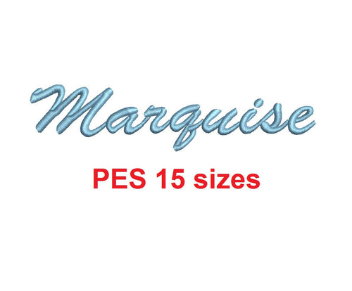 Marquise embroidery font PES format 15 Sizes 0.25 (1/4), 0.5 (1/2), 1, 1.5, 2, 2.5, 3, 3.5, 4, 4.5, 5, 5.5, 6, 6.5, and 7 inches