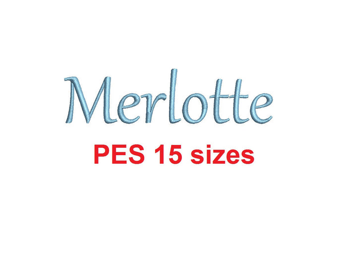 Merlotte embroidery font PES format 15 Sizes 0.25 (1/4), 0.5 (1/2), 1, 1.5, 2, 2.5, 3, 3.5, 4, 4.5, 5, 5.5, 6, 6.5, and 7 inches