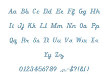 Italian Script embroidery BX font Sizes 0.25 (1/4), 0.50 (1/2), 1, 1.5, 2, 2.5, 3, 3.5, 4, 4.5, 5, 5.5, 6, 6.5, and 7 inches
