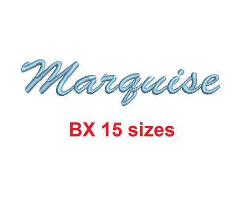 Marquise embroidery BX font Sizes 0.25 (1/4), 0.50 (1/2), 1, 1.5, 2, 2.5, 3, 3.5, 4, 4.5, 5, 5.5, 6, 6.5, and 7 inches