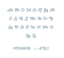 Merry Script embroidery font PES format 15 Sizes 0.25 (1/4), 0.5 (1/2), 1, 1.5, 2, 2.5, 3, 3.5, 4, 4.5, 5, 5.5, 6, 6.5, and 7 inches